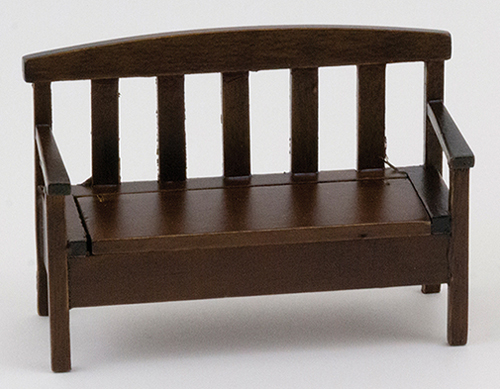 Dollhouse Miniature Garden Bench, Walnut